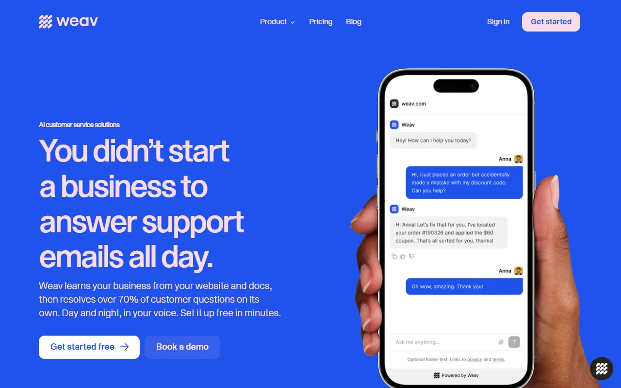 Weav website screenshot