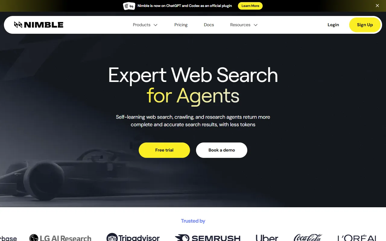 Web Search Agents by Nimble website screenshot