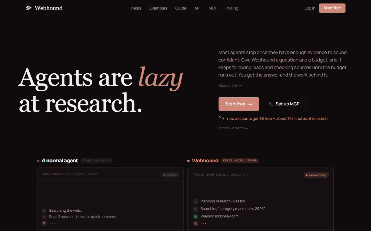Webhound website screenshot