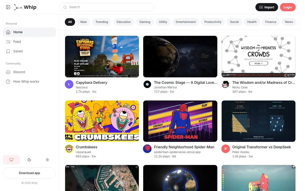 Whip website screenshot
