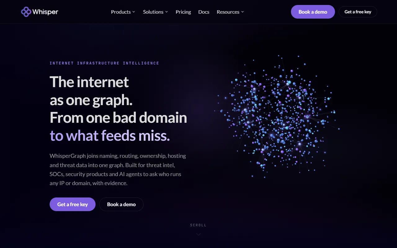 Whisper Internet Infra AI Context website screenshot