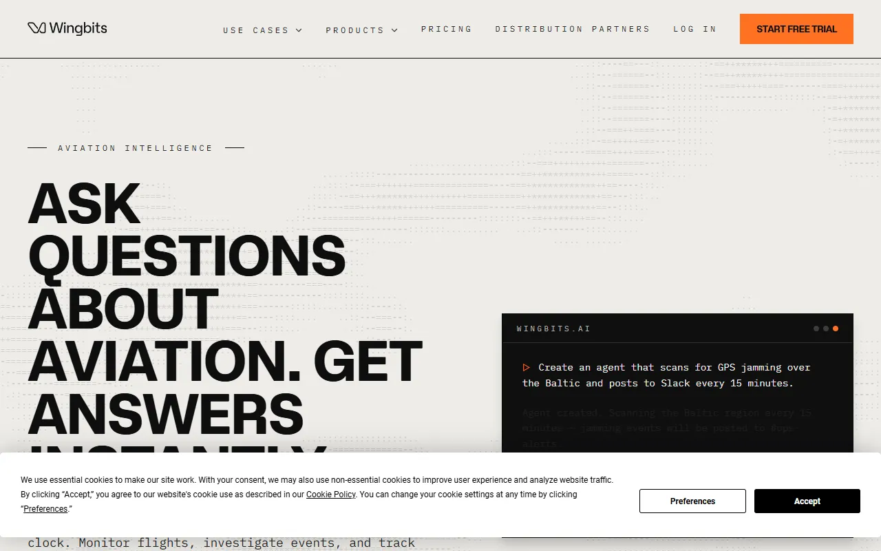 Wingbits AI website screenshot