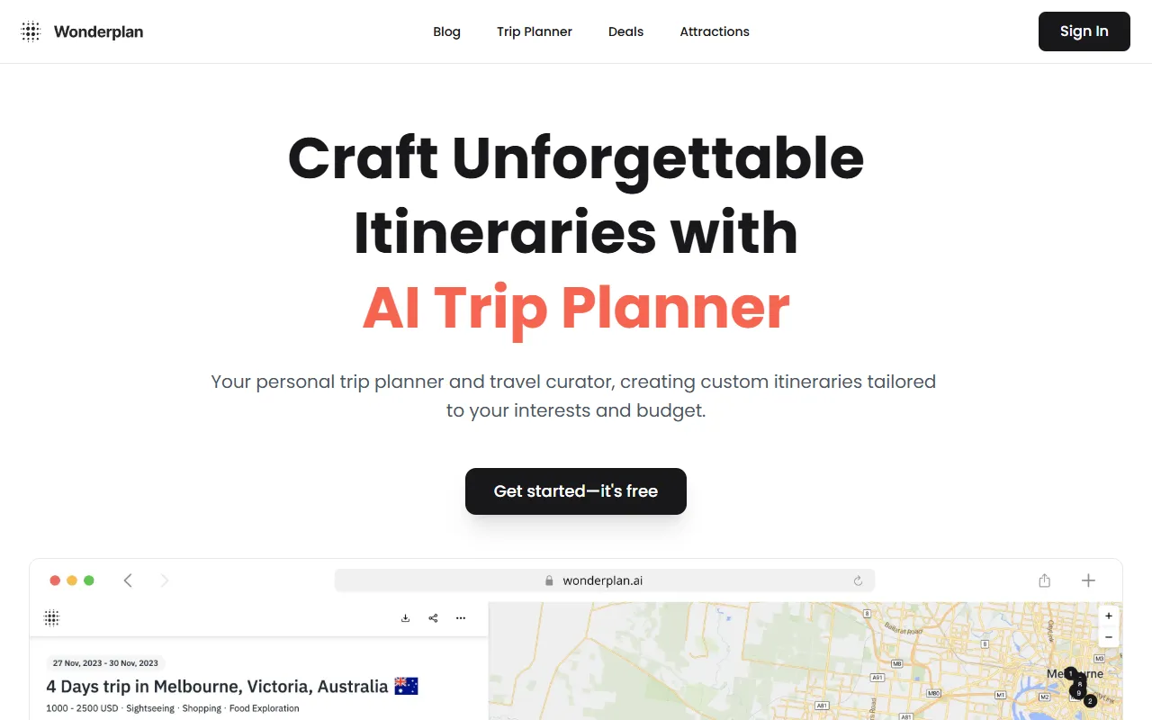Wonderplan website screenshot