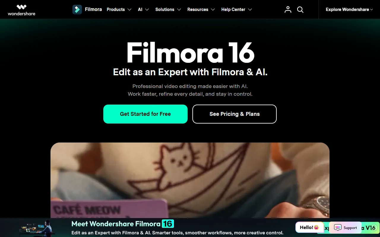 Wondershare Filmora website screenshot