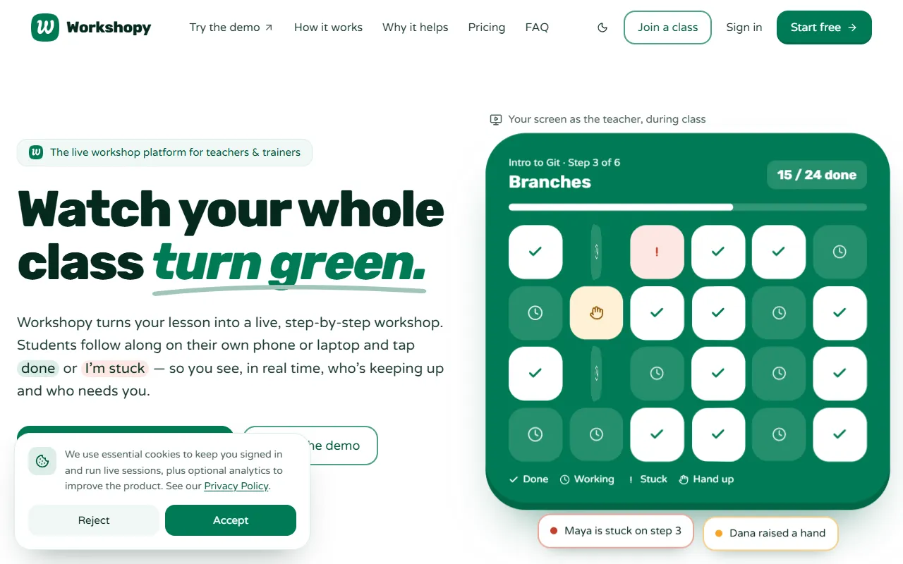 Workshopy.io website screenshot
