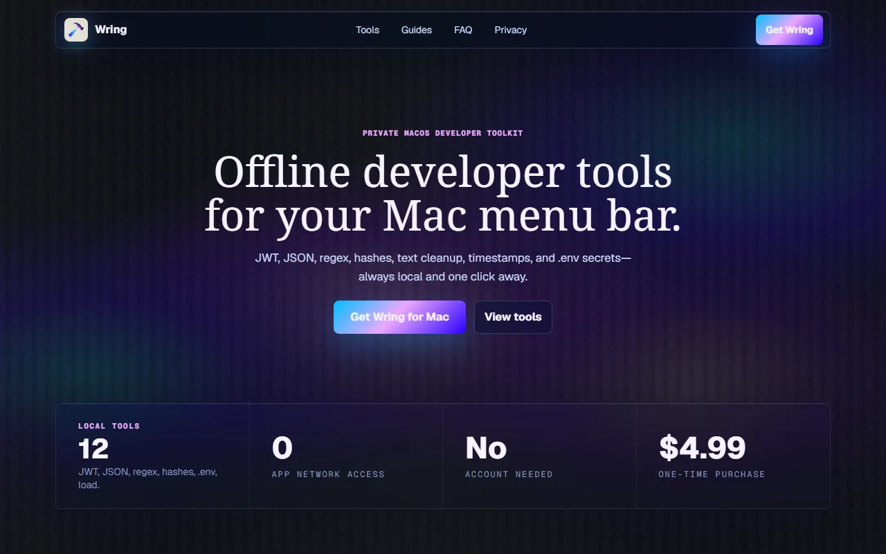 Wring website screenshot