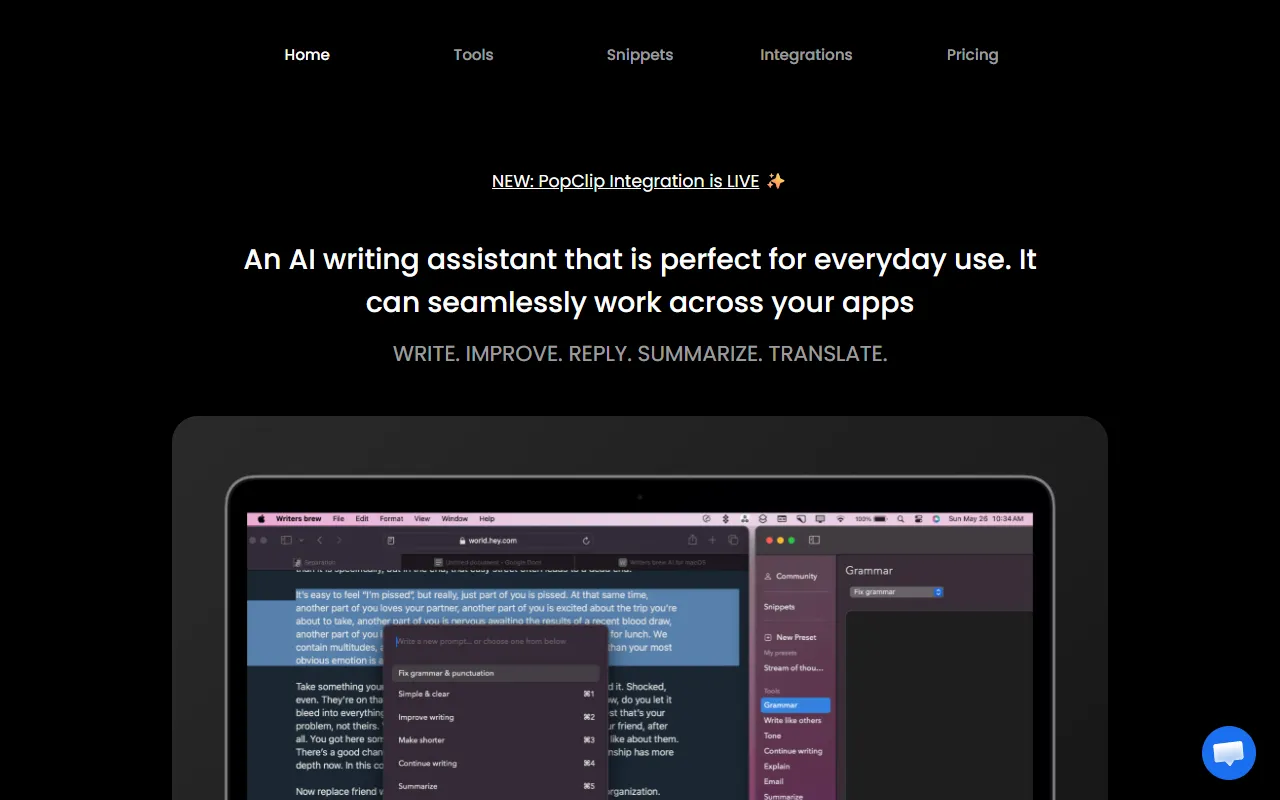 Writers brew website screenshot