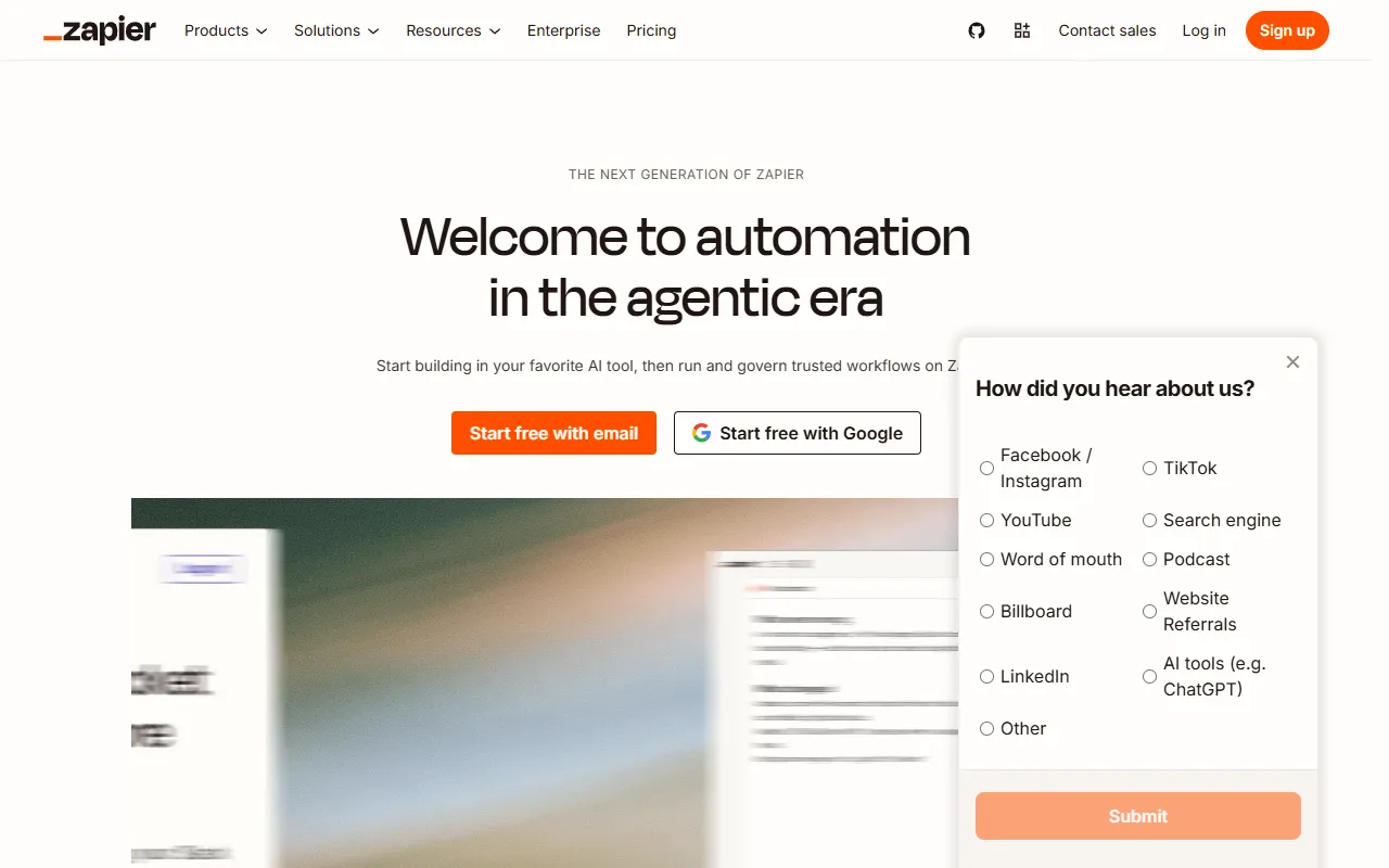 Zapier AI website screenshot