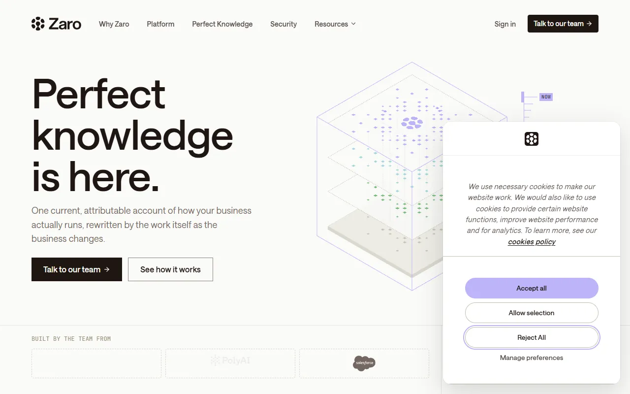 Zaro website screenshot