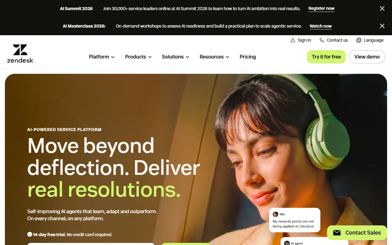 Zendesk AI website screenshot