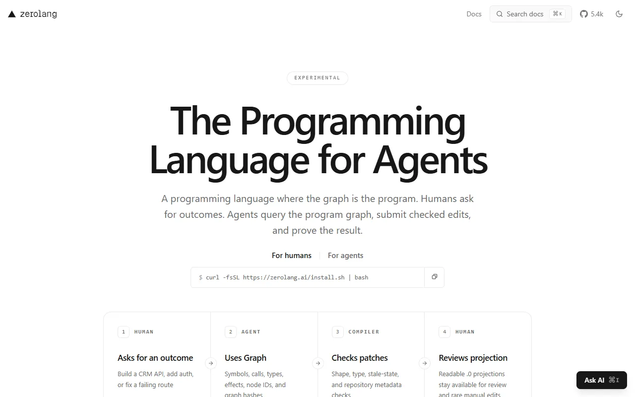Zero website screenshot