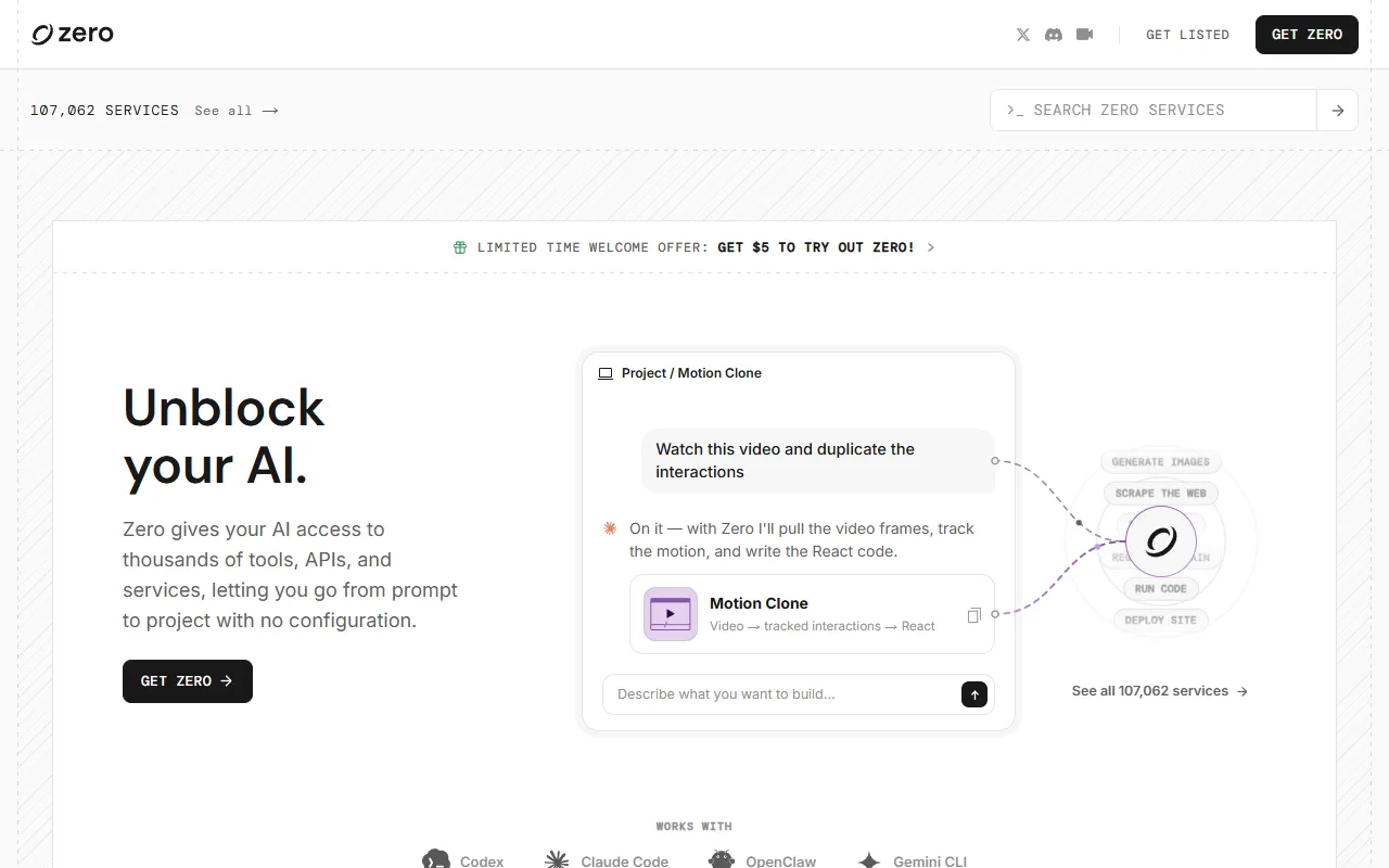 zero.xyz website screenshot