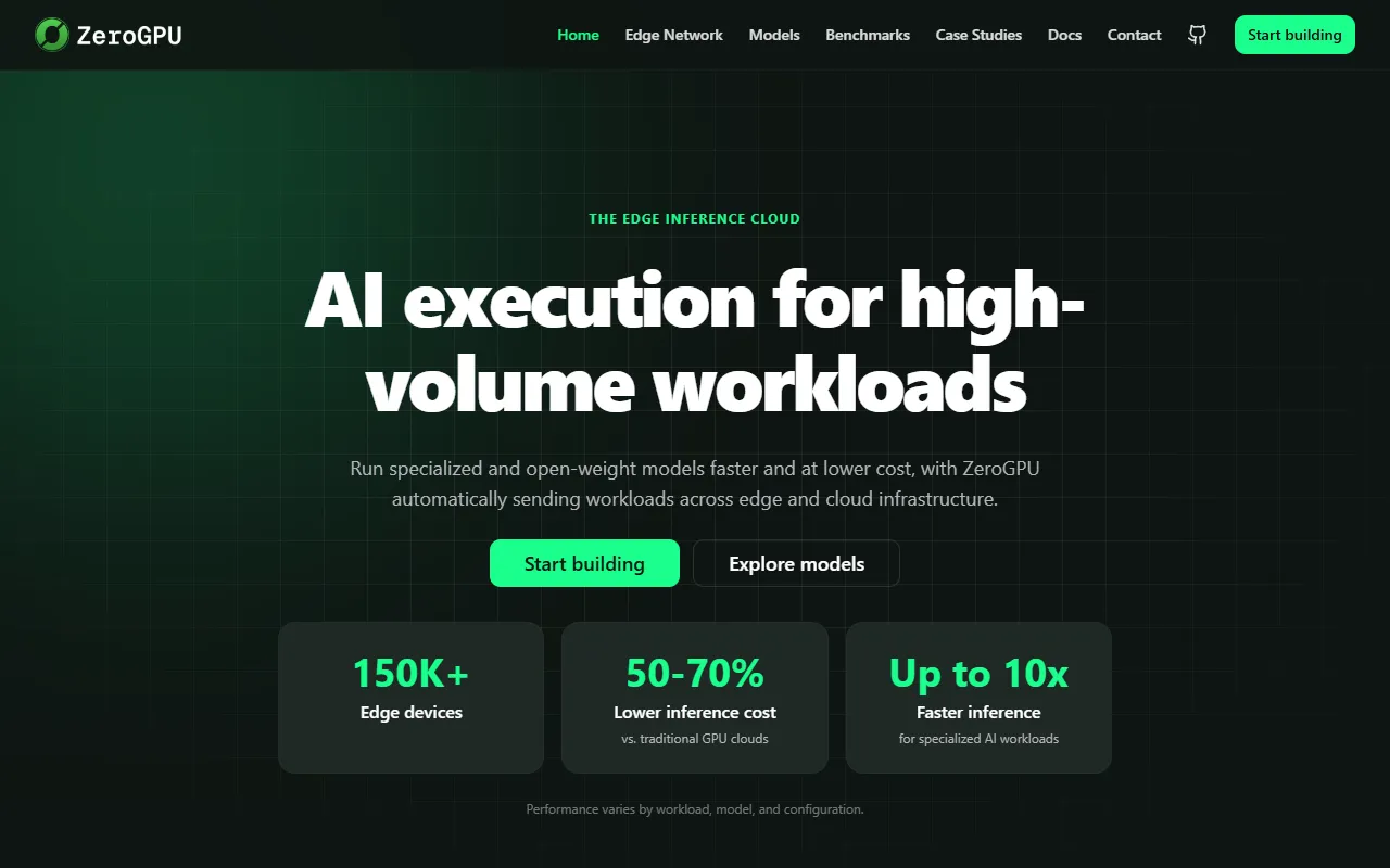 ZeroGPU website screenshot