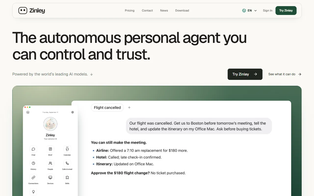 Zinley website screenshot